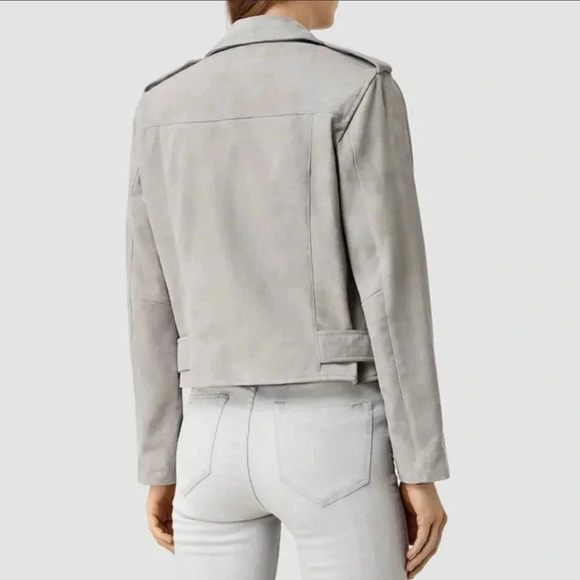 ALLSAINTS Plait Balfern Goat Leather Zip Up Biker Moto Jacket Size 2 - Picture 9 of 16